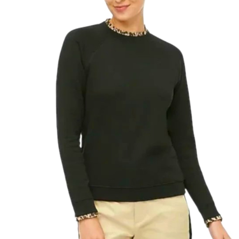 JCrew black and animal print sweater